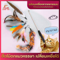 LuckyKat ของเล่นแมว  ไม้ตกแมว  เปลี่ยนเหยื่อได้ พร้อมเหยื่อ 5แบบ