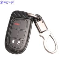 ♗☬ jingyuqin Carbon Silicone Car Key Case For Dodge Journey Charger for Jeep Renegade Grand Cherokee for Chrysler 200 300