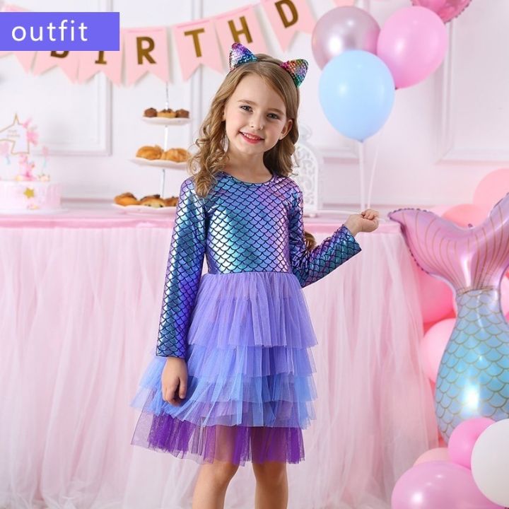 Mermaid Theme Birthday Party Dress Outfit for Girl 17 Age Tutu Skirt