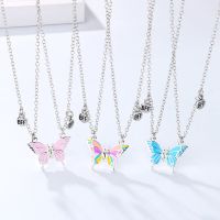 1 Pair Magnetic Butterfly Couple Necklace for Woman Painted Drip Oil BFF Best Friends Clavicle Necklace Friendship Jewelry Gift