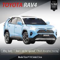 RAV4 1:32รถโตโยต้า2020รถ SUV รถของเล่นเด็กชายโมเดลรถโลหะผสมรถสะสมของขวัญไฟเสียงโลหะแบบคงที่ JKM