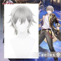 UWOWO-Honkai Star Rail Cosplay Peruca Para Homens, Cabelo Grisalho Curto, Trailblazer Caelus Cosplay Peruca, Resistente Ao Calor