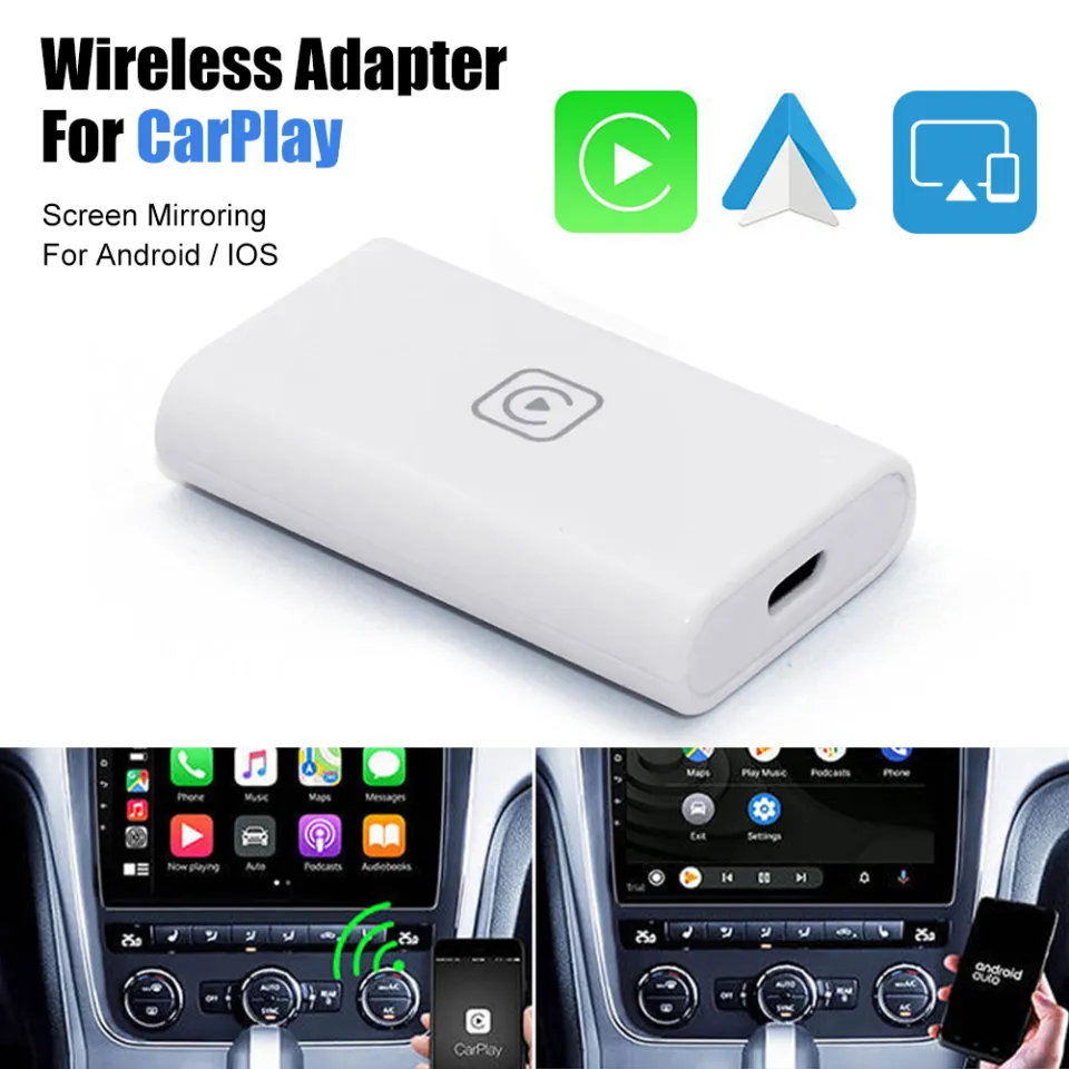 JPk【Ready Stock】Wired to Wireless Adapter for CarPlay Android Auto 4 In 1  USB CarPlay Dongle Screen Mirroring for iPhone Android Smartphones