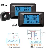 จอภาพพลังงานแบบมัลติฟังก์ชั่น100A 20A ดิจิตอล AC 110 ~ 220V จอภาพพลังงานเครื่องวัดพลังงานความถี่