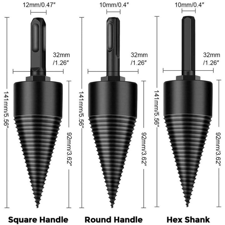 48mm-firewood-splitter-machine-drill-bit-roundhexagonal-shank-wood-splitting-cone-reamer-punch-driver-bits-woodworking-tools