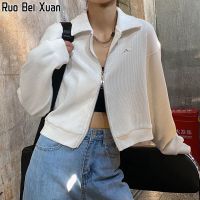 Ruo Bei Xuan เสื้อแจ็คเก็ตสตรีแฟชั่นเกาหลีแขนยาวซิปคู่ใหม่