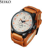 นาฬิกาข้อมือ Seiko Fashion Jam Tangan กันน้ำสำหรับกีฬาปฏิทินหน้าปัดขนาดใหญ่สำหรับผู้ชายของแท้