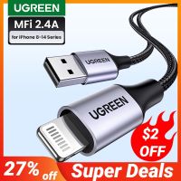 [3C electronic digital]  Ugrean MFi USB สายสำหรับ iPhone 14 13 12 Pro Max 2.4A สายชาร์จไฟเร็วสำหรับ iPad Mini สายเคเบิลข้อมูลโทรศัพท์