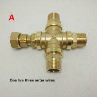 DN15 brass Tracheal water separator Three four links With valve Four-way ball valve