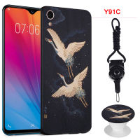 มาใหม่ล่าสุดสำหรับ VIVO Y91C/VIVO 1820เคสโทรศัพท์สำหรับ VIVO ซิลิคอนนุ่มเคสมีรูปแบบเดียวกันขาตั้งโทรศัพท์และเชือก