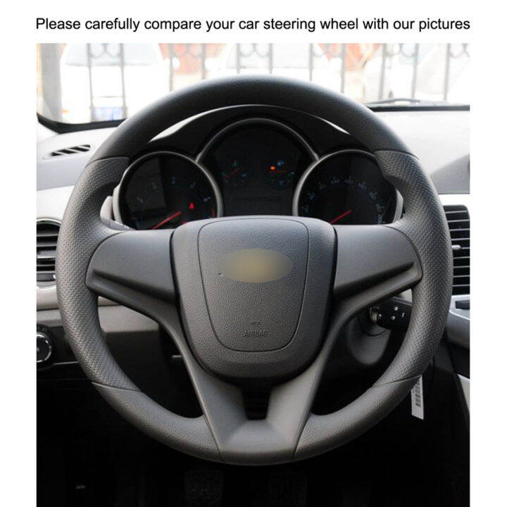 Handsewing Black PU Artificial Leather Steering Wheel Covers for