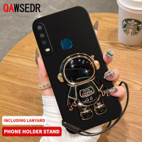 QAWSEDR นักบินอวกาศเคสแท่นวางโทรศัพท์สำหรับ VIVO Y11 Y12 Y15 Y17 Y5S Y3S หรูหราปกป้องกล้องปลอกอ่อนฝาครอบโทรศัพท์กันกระแทกรวมถึงสายคล้อง