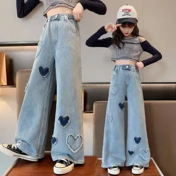 New Jeans for Kids Girls 5-16 Years Old Wide Leg Trousers New Fashion  Casual Denim Pants Korean Style Soft Loose Baggy Pants Hight Waist  Aesthetic Pants for Girls New Style 2023