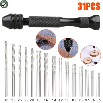 Mini Pin Vise Hand Drill Bits Kit with Bag for DIY Jewelry and