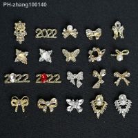 10pcs 2022/Butterfly Series Alloy Nail Charms Bow-Knot/2022 Number Shape Metal Crystal Diamond Jewelry Manicure Nail DIY Access