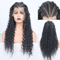 【Available】Original Women Human Hair True Hair Long Braided Box Braids Wig Black Heat Resistant Hair Synthetic Lace Front Wigs วิกผมลูกไม้อุณหภูมิสูง