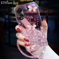 เคสโทรศัพท์สำหรับ OPPO A78ฝาหลัง Sparkling Star Moon ซิลิโคนนิ่มใสผีเสื้อ + สร้อยคริสตัลสำหรับ OPPO A78 4G ฝาหลัง