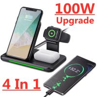 ZZOOI 100W 4 in 1 Wireless Charger Stand For iPhone 12 13 14 Mini Pro Max Apple Watch 8 7 6 Fast Charging Dock Station For Airpods Pro