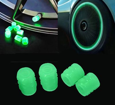 Vickmiu 4 PCS จุกลม จุกยางลมมอไซด์ Luminous Tyre Air Nozzle Cap ฝาครอบวาล์วรถยนต์ รถจักรยานยนต์ รถยนต์ไฟฟ้ายางสูญญากาศ Air Nozzle Luminous Valve Core Cover