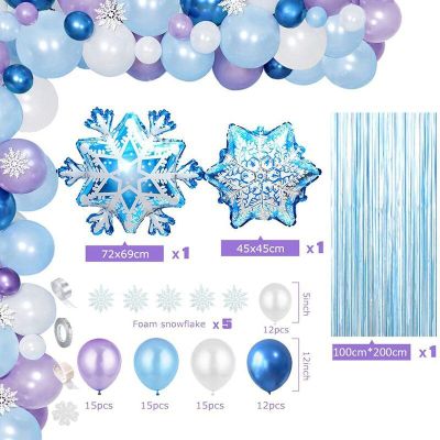 1Set Snowflake Princess Balloon Garland Arch Kit Christmas Frozen Birthday Party Ice Ballon Baby Shower Wedding Decor Globo