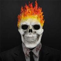 Bulex Halloween Ghost Rider Red And Blue Flame Skull Mask Horror Ghost Full Face Latex Masks Cosplay Costume Props