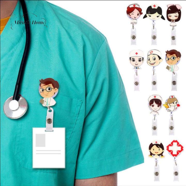 1pc Retractable Nurse Badge Reel, Fun Id Holder With Clip