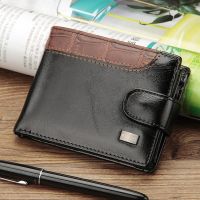 2023 New Patchwork Leather Men Wallets Short Male Purse with Coin Pocket Card Holder Brand Trifold Wallet Men Clutch Money Bag Wallets