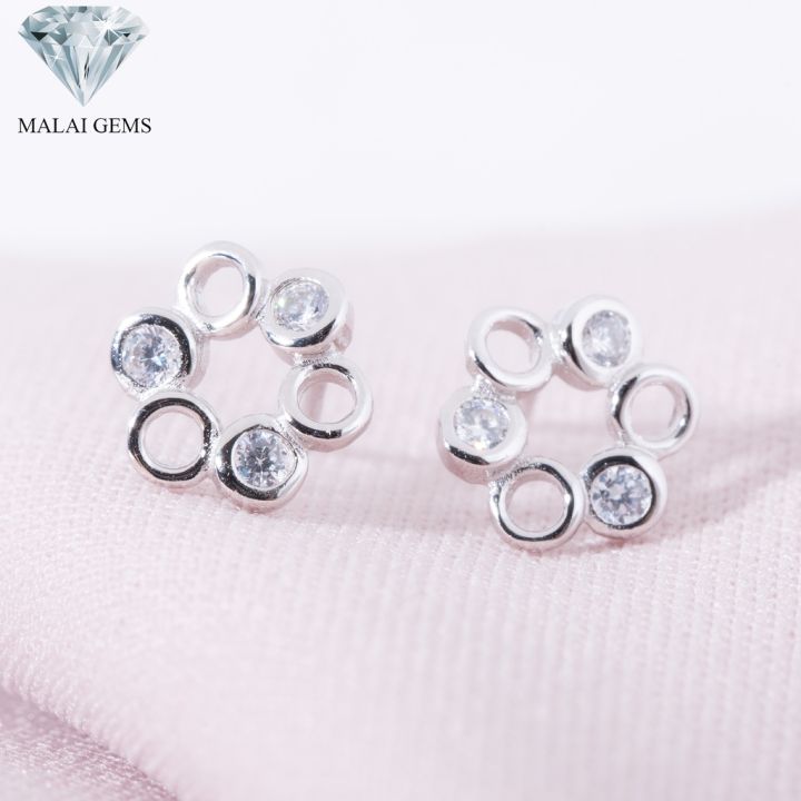 malai-gems-ต่างหูเพชร-เงินแท้-silver-925-เพชรสวิส-cz-เคลือบทองคำขาว-รุ่น-075-1ea79566-แถมกล่อง-ต่างหูcz-ต่างหูเงินแท้