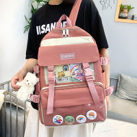 4 Pcs Set Harajuku Women Laptop Backpack Canvas School Bags For Teenage Girls Kawaii College Student Kids Book Bag Rucksack 2021