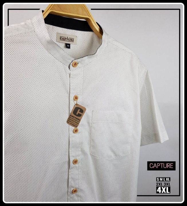 capture-shirt-เสื้อเชิ้ตผู้ชาย-เชิ้ตแขนสั้น-คอจีน-ลายจุดไข่ปลา-มีถึงอก-48-นิ้ว