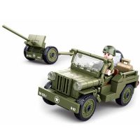 SLUBAN World War II Normandy Landing US WILLYS Jeeped Building Blocks WW2 Military Army Car Bricks Classic Model Kids Toys Boys