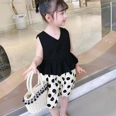 Girls summer suit 2023 new western style modern network red children wear clothes baby sling two-piece