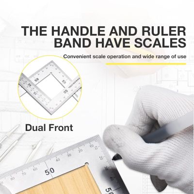 Stainless Steel L Shape Ruler Double Sided Ruler Measuring Metal 90 Degree Angle Ruler+Straight Ruler Office School Supplies Food Storage  Dispensers