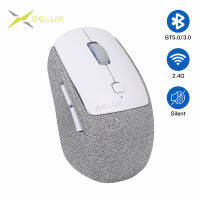 Delux M520DB Silent Wireless Mouse BT 5.0 3.0 2.4Ghz Multi Mode Mini Mice พร้อมฝาครอบสิ่งทอแบบถอดเปลี่ยนได้สำหรับคอมพิวเตอร์