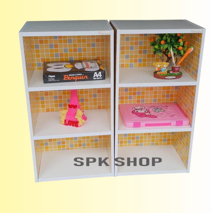 spk-shop-ชั้นไม้-ตู้ไม้-3-ชั้นโล่ง-เอนกประสงค์-รุ่น-box1-3-แพ็ค-คู่-2-ตัว-สีลายโมเสดสีเหลือง