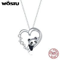 Wostu Baby Panda Pendant Necklace Authentic 925 Sterling Silver Clear CZ Jewlery for Women Chain Necklace DXN453