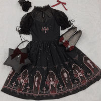 Japanese Gothic Lolita Jsk Black Dress Girls White Punk Dresses Women Harajuku Street Fashion Sleeveless Soft Sister Cute Dress