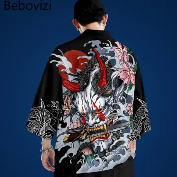 Japanese Kimono Traditional Yukata Cardigan Men Beach Thin Clothes