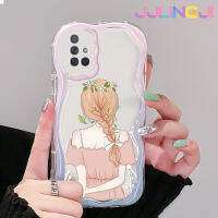 Jjlingji เคส A71ปลอกสำหรับ Samsung กาแลคซี A72 4G A72 5G เคสแฟชั่นด้านหลังเงาผู้หญิงเนื้อครีมลายคลื่นขอบนิ่มเคสมือถือกันกระแทกแบบใสสร้างสรรค์เคสโปร่งใสลายกล้องถ่ายรูปซิลิกาเจลปกป้อง