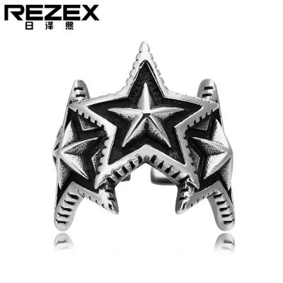 เครื่องประดับ REZEX ย้อนยุคแนวแฟชั่นแหวนปรับขนาดได้ไทเทเนียมสมัยเก่า