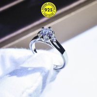 925 Silver D Color Moissanite Open Ring