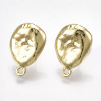 Alloy Stud Earring Findings with Steel Pins and Loop Light Gold 18x12.5mm Hole: 1.6mm Pin: 0.7mm