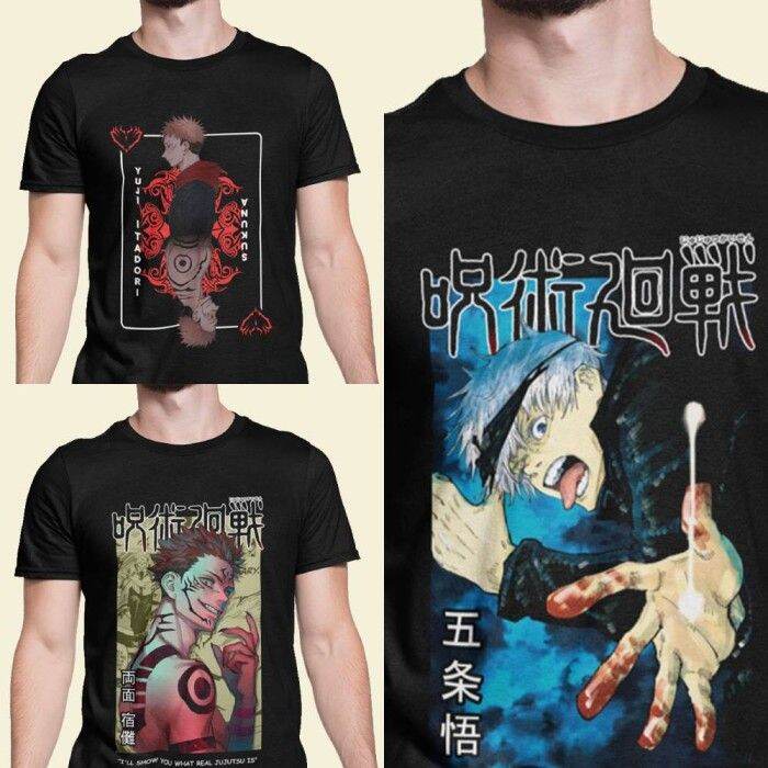 Baju Kaos Jujutsu Kaisen Satoru Gojo Seiyuu Sukuna Yuji Itadori