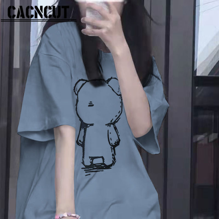 cacncut-เสื้อยืดเสื้อสไตล์แขนสั้นฮาราจูกุของผู้หญิงสีขาวพิเศษ-ฉบับภาษาเกาหลีฤดูร้อนท่อน้อยลม