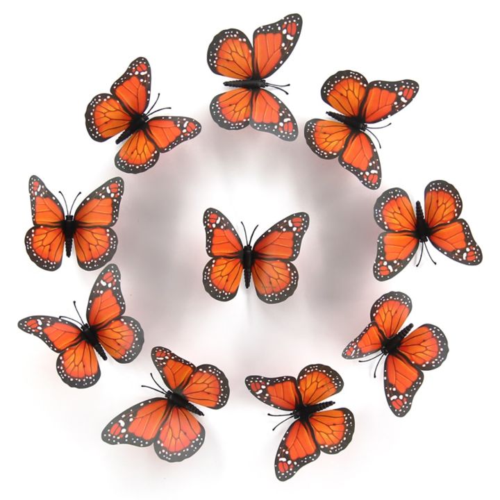 10pcs-4-72-in-monarch-butterfly-decoration-stickers-fake-butterflies-for-crafts-artificial-butterfly-wall-decor-3d-home-decor