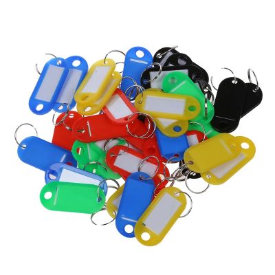 40 Pcs Split Ring Colorful Plastic ID Tags Name Card Label Key Holder