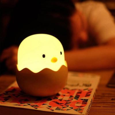 โคมไฟกลางคืนบรรยากาศโรแมนติกสำหรับเด็กไฟกลางคืนไฟ LED เซ็นเซอร์สัมผัสไข่ไก่ทำจากซิลิโคน