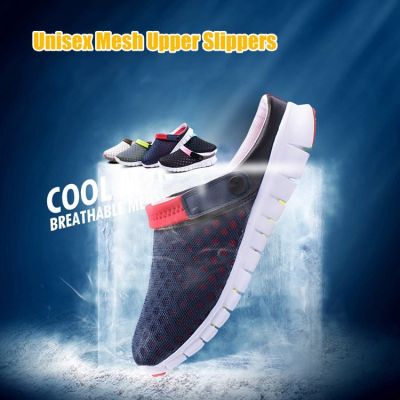 ♝❆ ⚡Men Casual Shoes New Summer Trend Mesh Breathable Mens Half Shoes Slip On Black Half Slippers Male Footwear Large Size