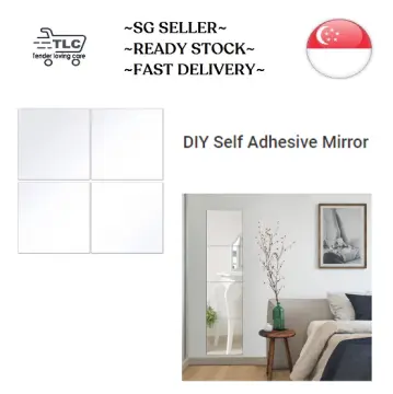 9Pcs 15×15Cm Mirror Sheets Square Non Glass Mirrors Tiles Self Adhesive  Mirror Wall Sticker