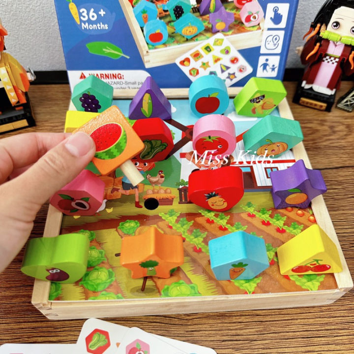 fruits-amp-veggie-puzzle-game-ของเล่นเรียนรู้เรื่องการเรียงสี-รูปทรง-พร้อมการ์ดโจทย์